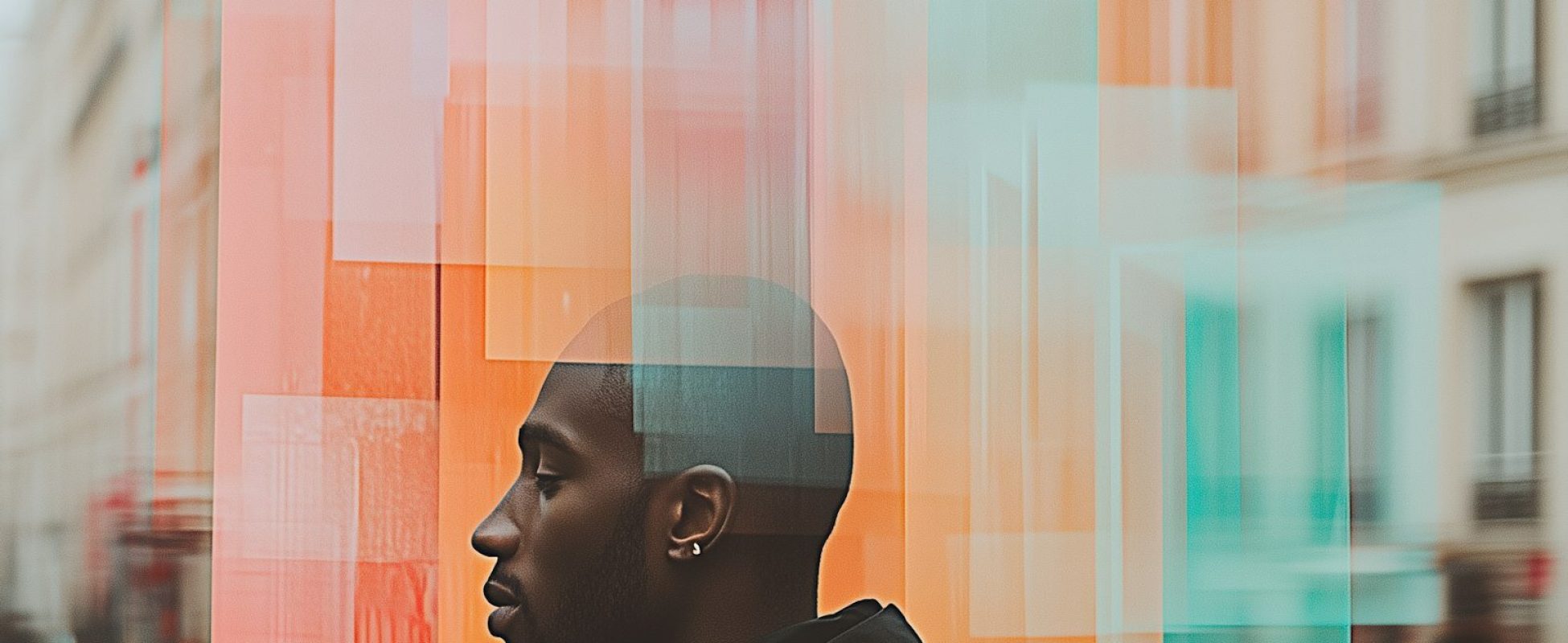 Man with Geometric Background